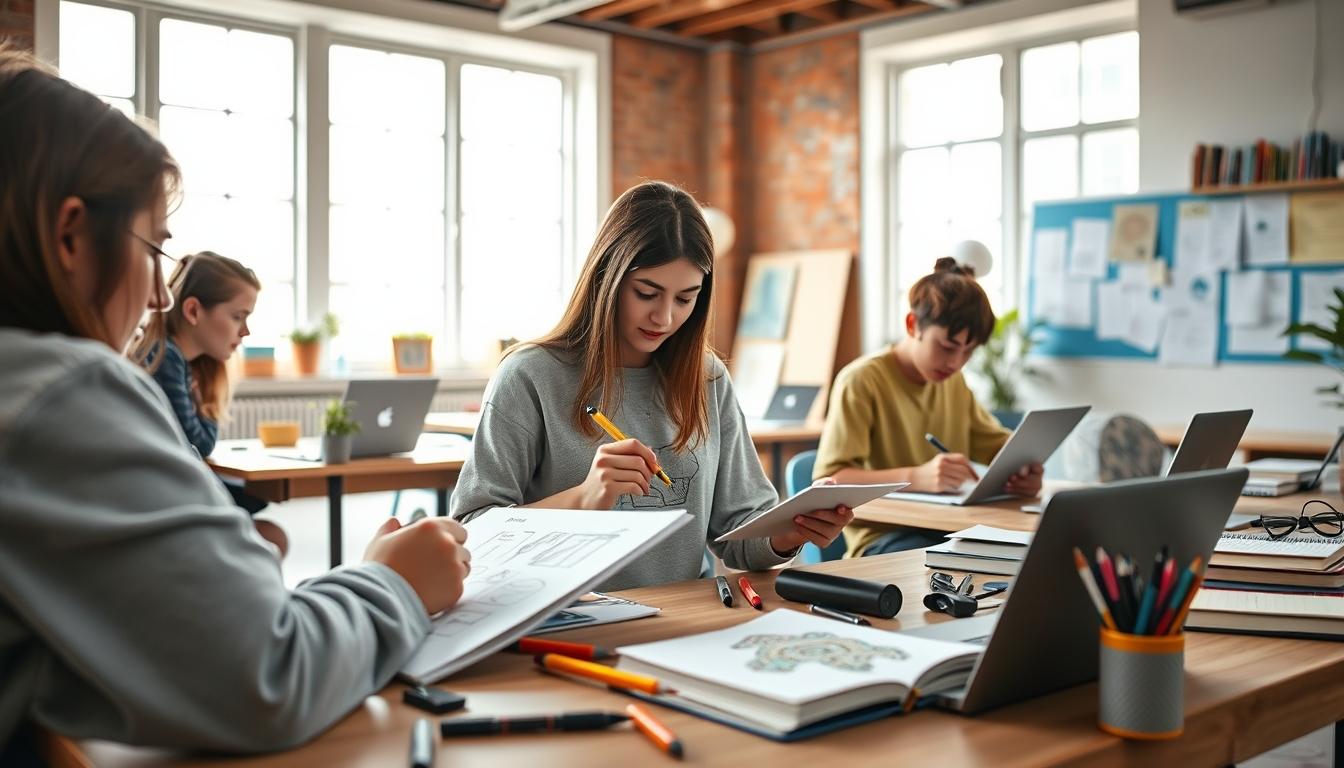 Student preparing for exams with study materials